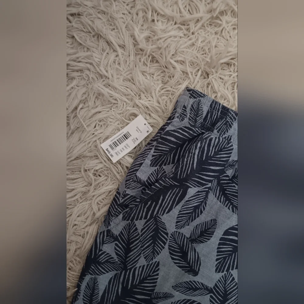 ROWM Men's Lined Swim Trunks Blue with Leaf Pattern Size XXL NWT